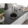 Mexen Kevin Granitspüle 1-beckig mit Abtropffläche und Küchenarmatur Aster, schwarz - 6517-77-73450-57-G