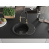 Mexen Kevin Granitspüle 1-Becken mit Abtropffläche und Küchenarmatur Aster, schwarz - 6517-77-73450-57-B