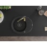 Mexen Kevin Granitspüle 1-beckig mit Abtropffläche und Küchenarmatur Aster, schwarz - 6517-77-73450-57-B