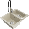 Mexen Carlos Granitspüle 1,5-beckig mit Küchenarmatur Aster, beige - 6518-69-73450-07