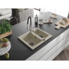 Mexen Carlos Granitspüle 1,5-beckig mit Küchenarmatur Aster, beige - 6518-69-73450-07-B