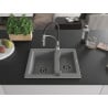 Mexen Carlos Granitspüle 1,5-becken mit Küchenarmatur Aster, grau - 6518-71-73450-07-B