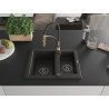 Mexen Carlos Granitspüle 1,5-Kammer mit Küchenarmatur Aster, schwarz/golden metallic - 6518-75-73450-57-B