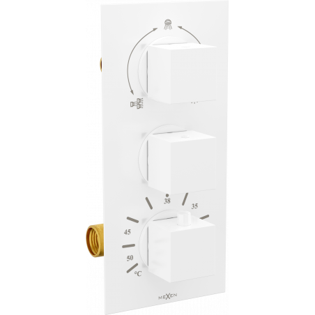 Mexen Cube thermostatische Wannen-Duscharmatur 3-Ausgänge, weiß - 77503-20