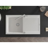 Mexen Leo Granitspüle 1-Becken mit Abtropffläche und Küchenarmatur Flora, weiß - 6501-20-670401-00