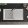 Mexen Leo Granitspüle 1-Becken mit Abtropffläche und Küchenarmatur Flora, weiß - 6501-20-670401-07