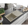 Mexen Leo Granitspüle 1-Becken mit Abtropffläche und Küchenarmatur Flora, beige - 6501-69-670401-00