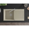 Mexen Leo Granitspüle 1-Becken mit Abtropffläche und Küchenarmatur Flora, beige - 6501-69-670401-00
