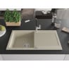 Mexen Leo Granitspüle, einteilig mit Abtropffläche und Küchenarmatur Flora, beige - 6501-69-670401-07