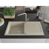 Mexen Leo Granitspüle 1-Becken mit Abtropffläche und Küchenarmatur Flora, beige - 6501-69-670401-09