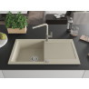 Mexen Leo Granitspüle 1-beckig mit Abtropffläche und Küchenarmatur Flora, beige - 6501-69-670401-09