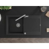 Mexen Leo granitspüle 1-becken mit abtropffläche und küchenarmatur Flora, schwarz/silber metallic - 6501-73-670401-00