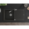 Mexen Leo Granitspüle 1-Becken mit Abtropffläche und Küchenarmatur Flora, schwarz/gold metallic - 6501-75-670401-07