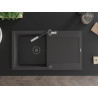 Mexen Leo Granitspüle 1-Becken mit Abtropffläche und Küchenarmatur Flora, schwarz gesprenkelt - 6501-76-670401-07-B