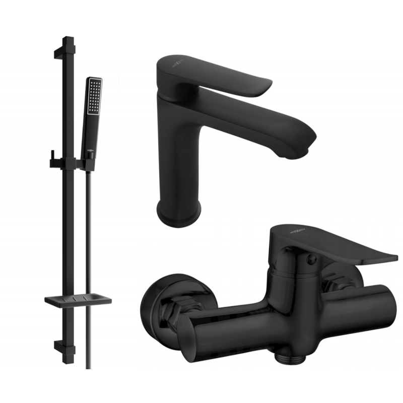Mexen Pecos DQ72 Duschset, schwarz - 72704DQ72-70