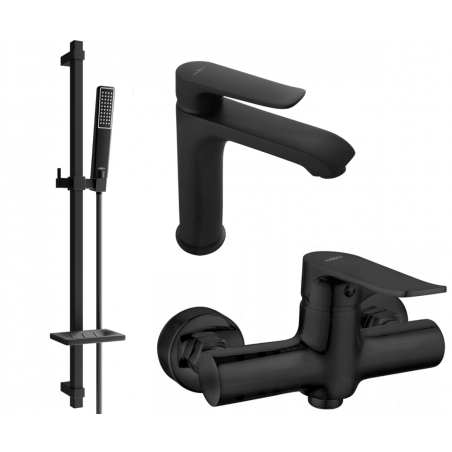 Mexen Pecos DQ72 Duschset, schwarz - 72704DQ72-70