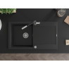 Mexen Leo Granitspüle 1-Becken mit Abtropffläche und Küchenarmatur Flora, schwarz - 6501-77-670401-07