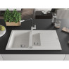 Mexen Matias Granitspüle 1,5-Becken mit Abtropffläche und Küchenarmatur Flora, weiß - 6502-20-670401-07