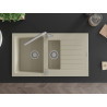 Mexen Matias Granitspüle 1,5-Becken mit Abtropffläche und Küchenarmatur Flora, beige - 6502-69-670401-00
