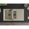 Mexen Matias Granitspüle 1,5-beckig mit Abtropffläche und Küchenarmatur Flora, beige - 6502-69-670401-07-B