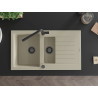 Mexen Matias Granitspüle 1,5-Kammer mit Abtropffläche und Küchenarmatur Flora, beige - 6502-69-670401-70-B