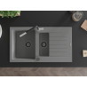 Mexen Matias 1,5-Kammer-Granitanlage mit Abtropffläche und Küchenarmatur Flora, grau - 6502-71-670401-07-B