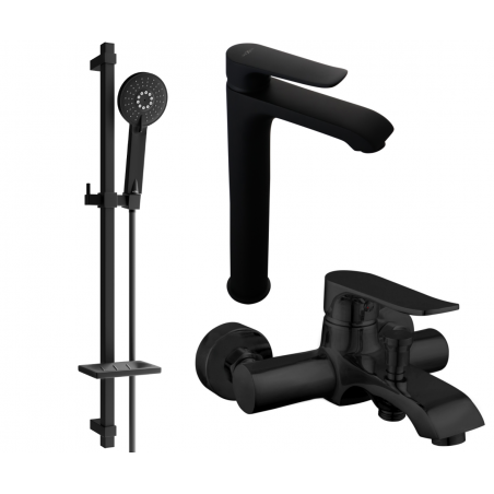 Mexen Pecos DQ40 Badewannenset, schwarz - 72713DQ40-70
