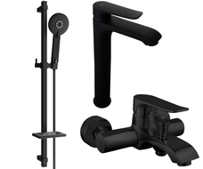Mexen Pecos DQ40 Badewannenset, schwarz - 72713DQ40-70