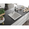 Mexen Vito Granitspüle 1-Becken mit Küchenarmatur Flora, Weiß - 6503-20-670401-02