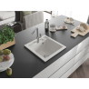 Mexen Vito Granitspüle 1-Becken mit Küchenarmatur Flora, weiß - 6503-20-670401-06