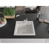 Mexen Vito Granitspüle 1-Becken mit Küchenarmatur Flora, weiß - 6503-20-670401-07
