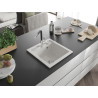 Mexen Vito Granitspüle 1-Becken mit Küchenarmatur Flora, weiß - 6503-20-670401-07