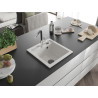 Mexen Vito Granitspüle 1-Becken mit Küchenarmatur Flora, weiß - 6503-20-670401-07-B