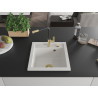 Mexen Vito granitspüle 1-becken mit Küchenarmatur Flora, weiß - 6503-20-670401-57-G