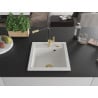 Mexen Vito Granitspüle 1-beckig mit Küchenarmatur Flora, weiß - 6503-20-670401-57-G