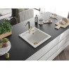 Mexen Vito granitspüle 1-becken mit Küchenarmatur Flora, weiß - 6503-20-670401-57-G