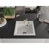 Mexen Vito Granitspüle 1-Komponenten mit Küchenarmatur Flora, Weiß - 6503-20-670401-57-B