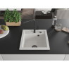 Mexen Vito Granitspüle 1-Kammer mit Küchenarmatur Flora, Weiß - 6503-20-670401-70-B