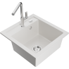 Mexen Vito Granitspüle 1-Becken mit Küchenarmatur Flora, weiß - 6503-20-670401-00