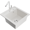 Mexen Vito Granitspüle 1-Becken mit Küchenarmatur Flora, Weiß - 6503-20-670401-02