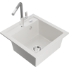 Mexen Vito Granitspüle 1-Becken mit Küchenarmatur Flora, weiß - 6503-20-670401-06