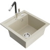 Mexen Vito Granitspüle 1-becken mit Küchenarmatur Flora, beige - 6503-69-670401-07