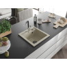 Mexen Vito Granitspüle 1-Becken mit Küchenarmatur Flora, beige - 6503-69-670401-07-B