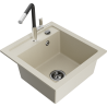 Mexen Vito Granitspüle 1-Becken mit Küchenarmatur Flora, beige - 6503-69-670401-07-B