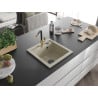 Mexen Vito Granitspüle 1-Becken mit Küchenarmatur Flora, beige - 6503-69-670401-57-B