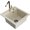 Mexen Vito Granitspüle 1-Becken mit Küchenarmatur Flora, beige - 6503-69-670401-57-B