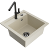 Mexen Vito Granitspüle 1-Schüssel mit Küchenarmatur Flora, beige - 6503-69-670401-70-B