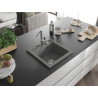 Mexen Vito Granitspüle 1-becken mit Küchenarmatur Flora, grau - 6503-71-670401-00