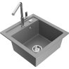 Mexen Vito Granitspüle 1-becken mit Küchenarmatur Flora, grau - 6503-71-670401-00