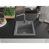 Mexen Vito Granitspüle 1-becken mit Küchenarmatur Flora, grau - 6503-71-670401-06